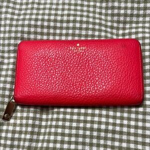 Kate Spade Red Pebbled Leather Wallet